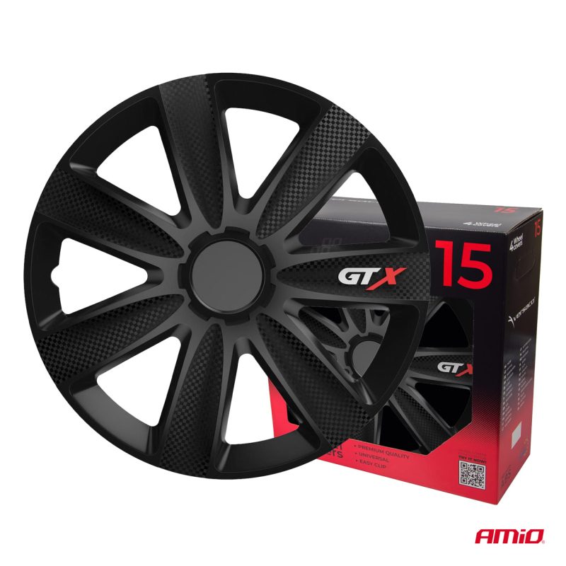Puklice GTX 15” čierny karbón sada 4ks COLOR BOX – Obrázok 3