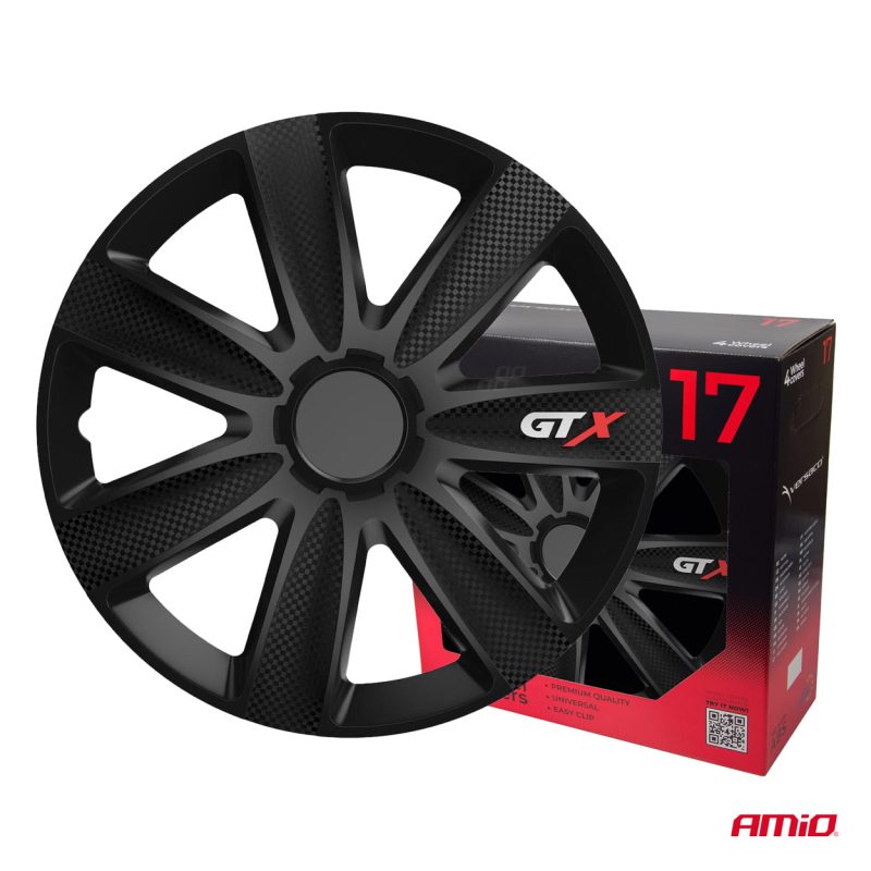 Puklice GTX 17” čierny karbón sada 4ks COLOR BOX – Obrázok 3