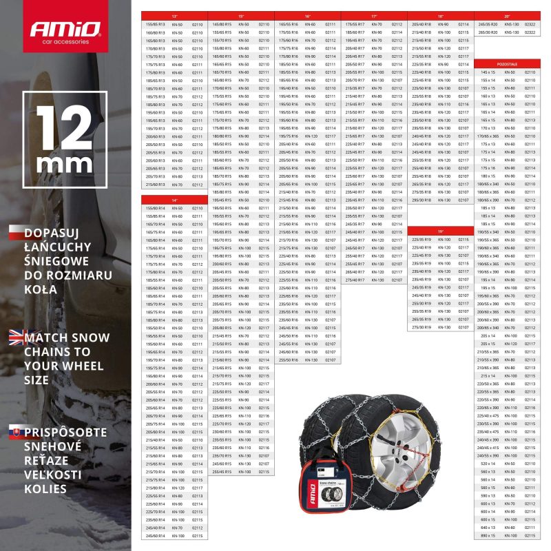 Snehové reťaze 12 mm KN-50 AMiO-02110 – Obrázok 14