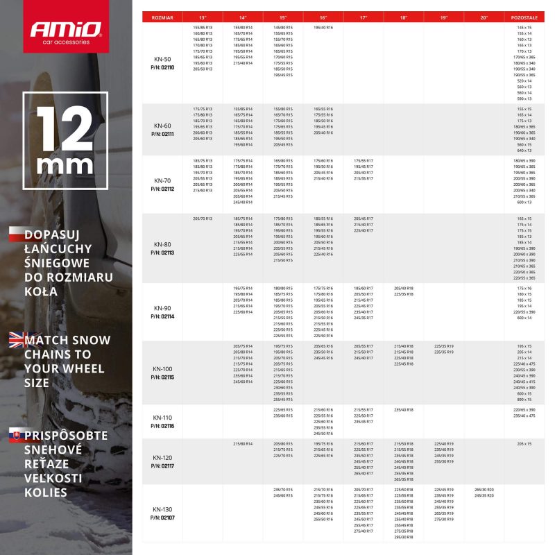 Snehové reťaze 12 mm KN-50 AMiO-02110 – Obrázok 15