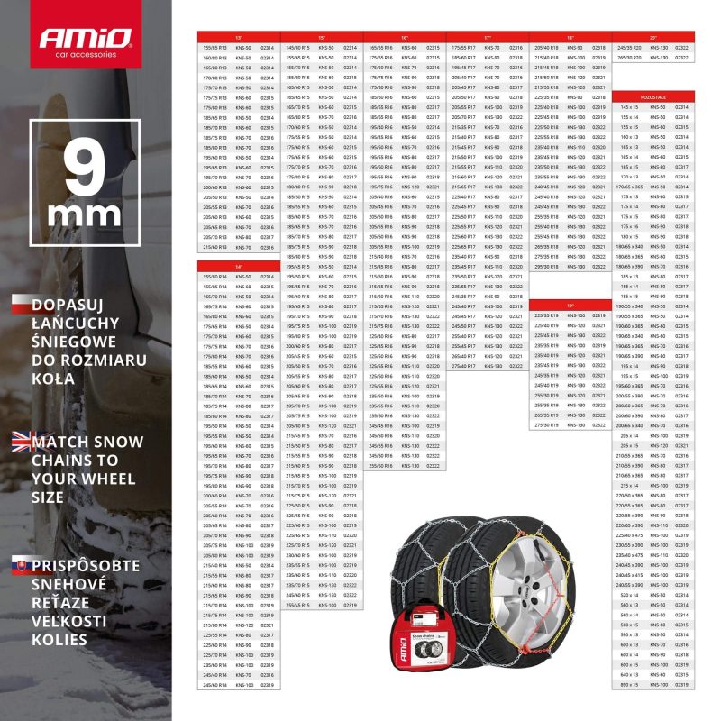 Snehové reťaze Ö-Norm 9mm + NYLON BAG KN80 AMiO-02317 – Obrázok 5