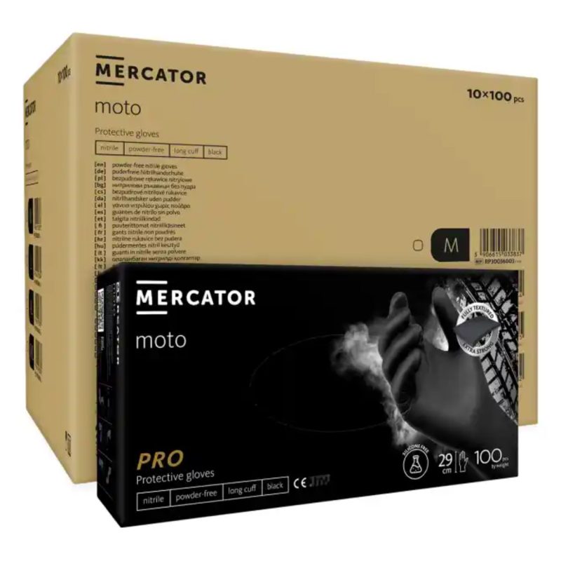 Nitrilové rukavice MERCATOR MOTO BLACK M 100ks – Obrázok 2