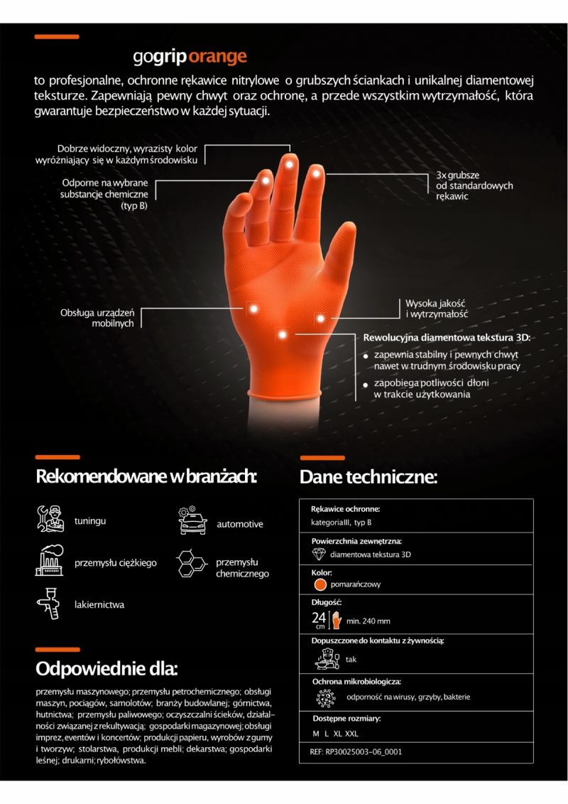 Nitrilové rukavice GoGrip oranžové veľkosť XL, 50 ks – Obrázok 2