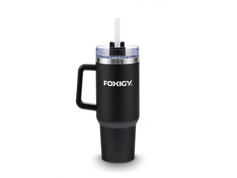 Termohrnček do auta so slamkou 1200 ml Black