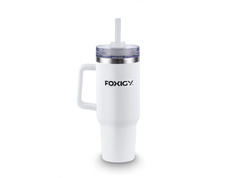 Termohrnček do auta so slamkou 1200 ml White