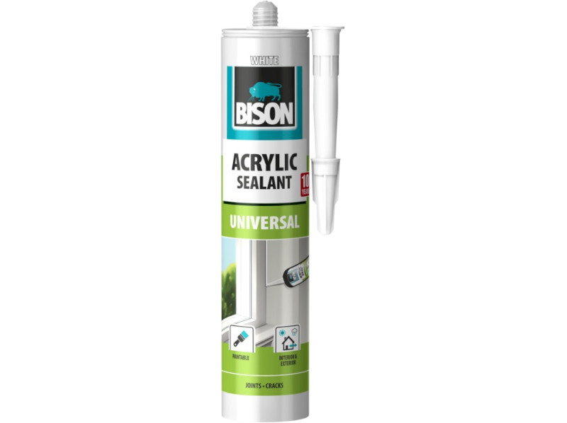 BISON ACRYLIC UNIVERSAL BIELY jednozložkový tmel 300 ml BISON ACRYLIC UNIVERSAL BIELY jednozložkový tmel 300 ml
