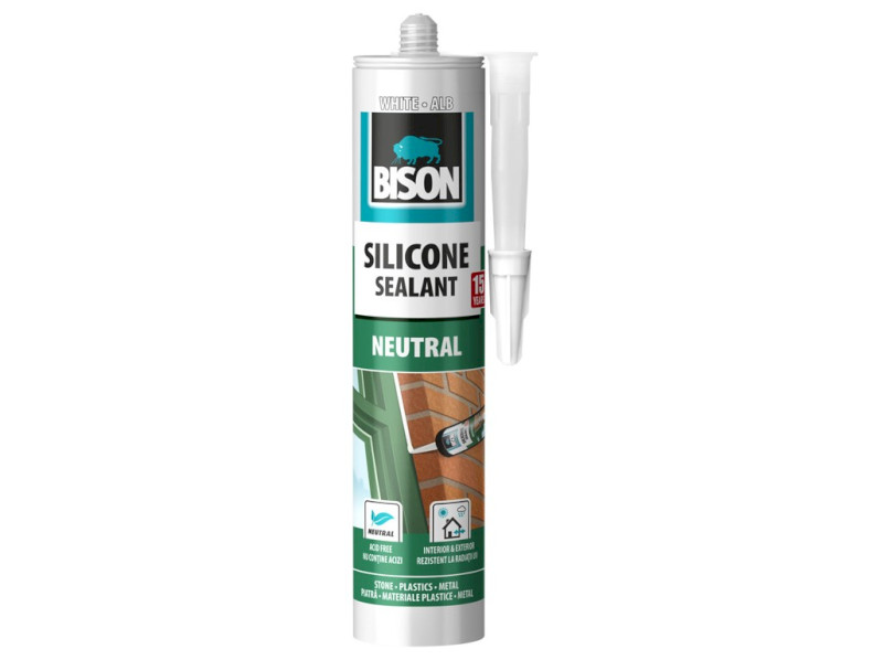BISON SILICONE NEUTRAL BIELY silikónový tmel 280 ml BISON SILICONE NEUTRAL BIELY silikónový tmel 280 ml