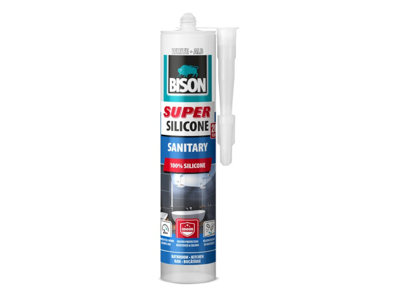 BISON SUPER SILICONE SANITARY sanitárny tmel biely 280 ml BISON SUPER SILICONE SANITARY sanitárny tmel biely 280 ml