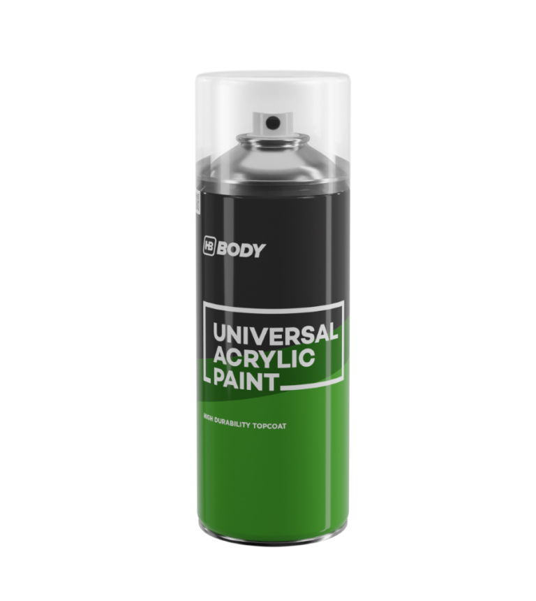 HB BODY  farba univerzal ČIERNA LESKLÁ  V SPREJI 400ML - aj na radiátory / do 200°C