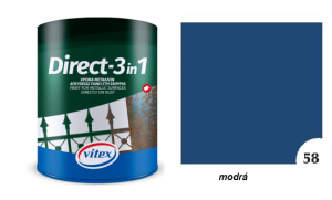 VITEX DIRECT -1 58 FARBA NA KOV 3 V 1 ZÁKLAD AJ VRCH modrá RAL 5000 0